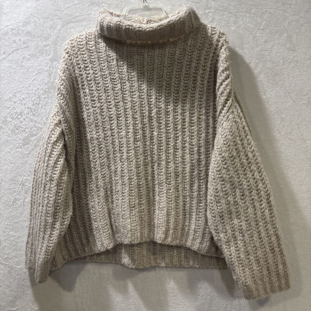 Free People Fluffy Fox Sweater Alpaca Blend Cowl Neck Chunky Cropped Relaxed Med